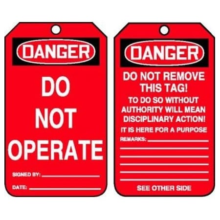 OSHA DANGER SAFETY TAG DO NOT MDGT211PTM